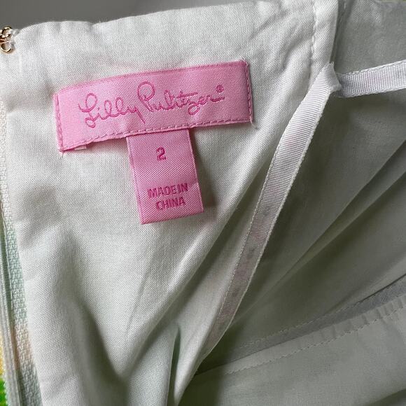 Lilly Pulitzer Green Bowen Gator Patchwork Strapless Mini Dress Size 2 - Picture 5 of 9